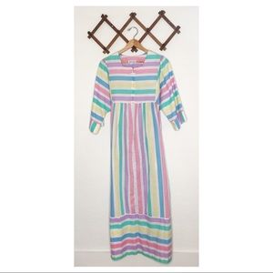 Vintage Pastel Rainbow Stripe Muumuu House Dress